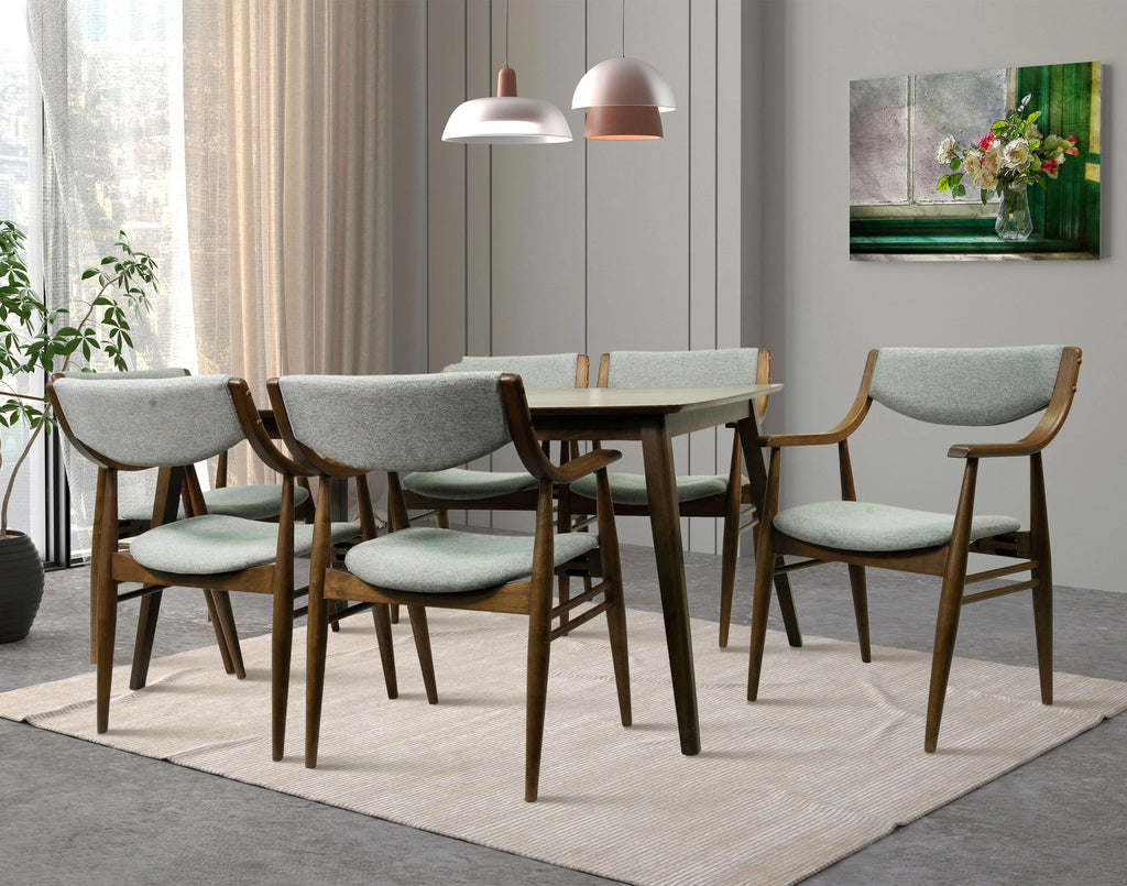 7-Piece Solid Wood Dining Table and 6 Chairs Q576242
