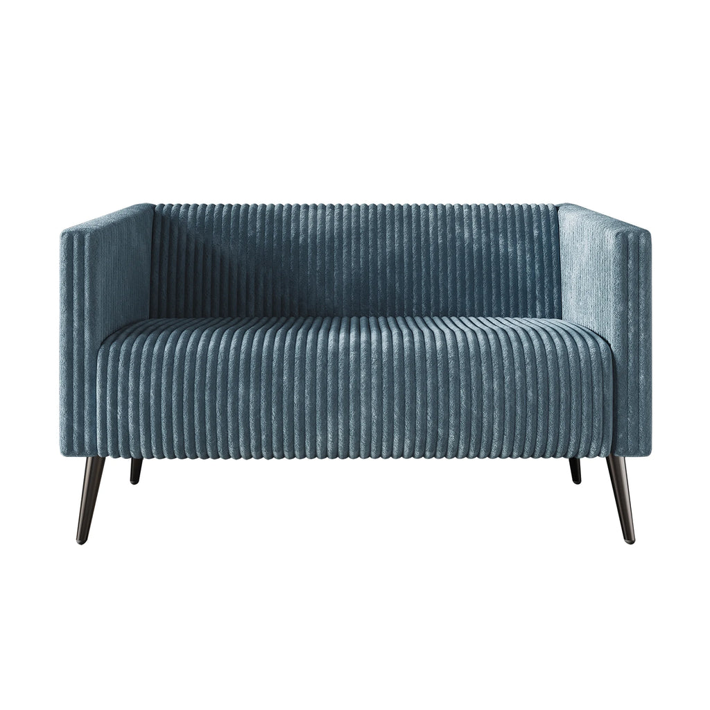 Light Blue Pleated Velvet Upholstered Loveseat Q3167