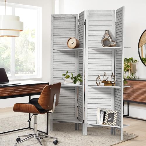 White 6 Panel Wood Pegboard Room Divider H513