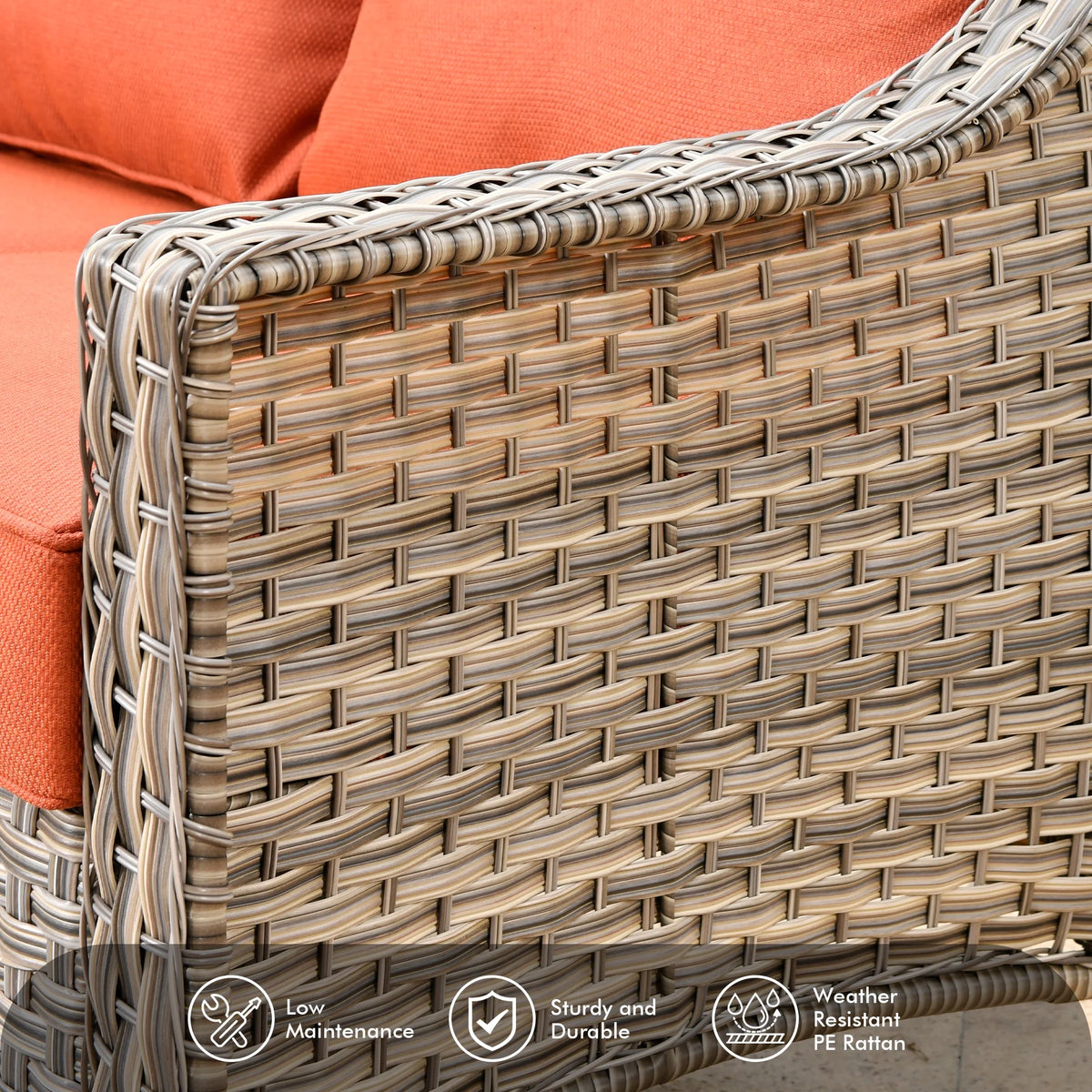3 Pieces Wicker Outdoor Patio Furniture Set with Fire Pit J53604