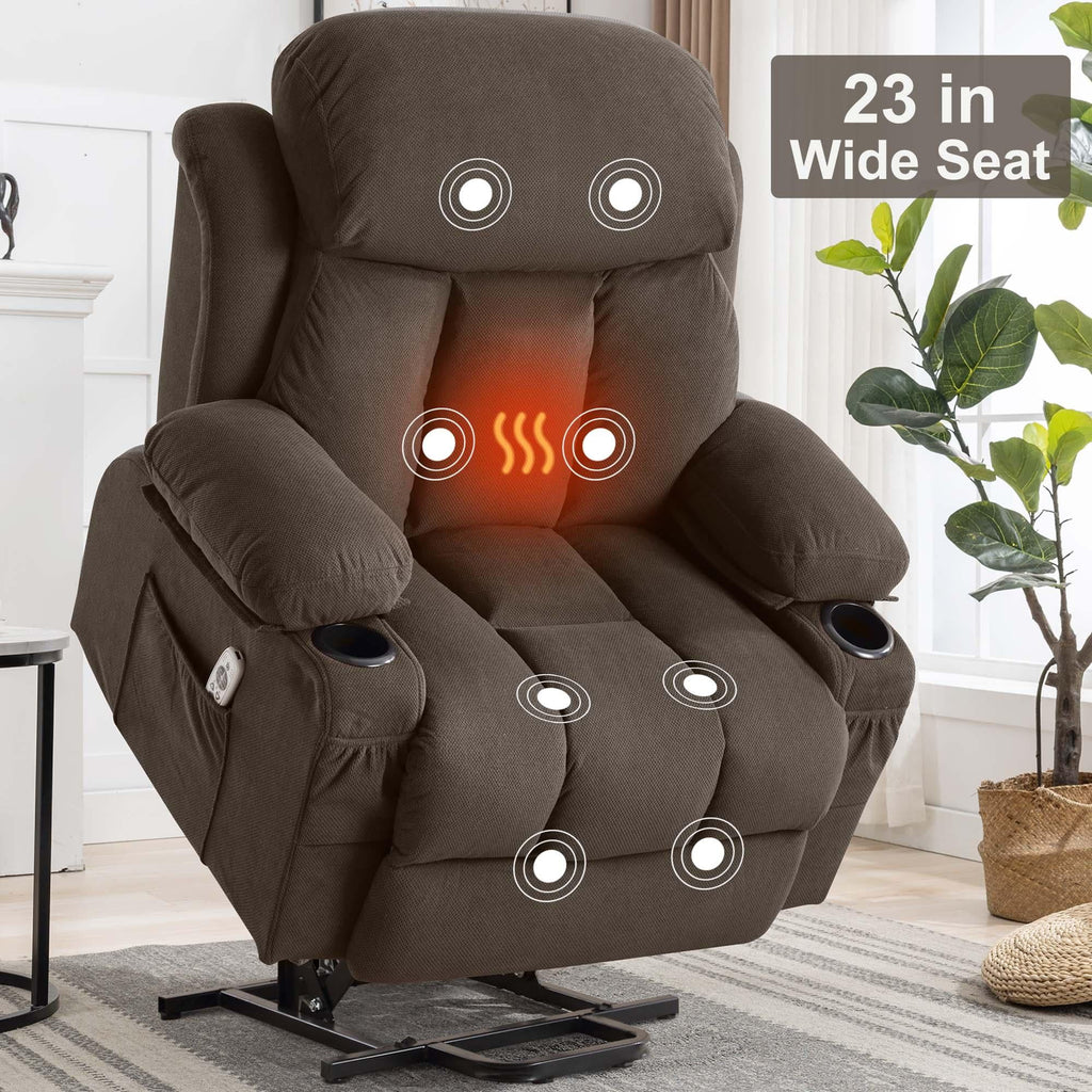 Brown PU Leather Power Lift Recliner Chair with Massage and Heating O355