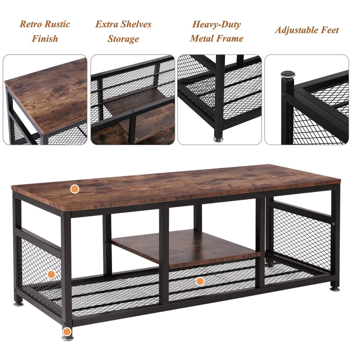 Brown 2 Pieces Coffee Table Set with End Table E730