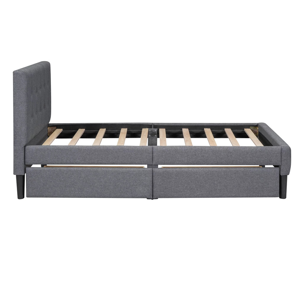 Twin Size Upholstered Platform Bed with 2 Storage Drawers Z5772