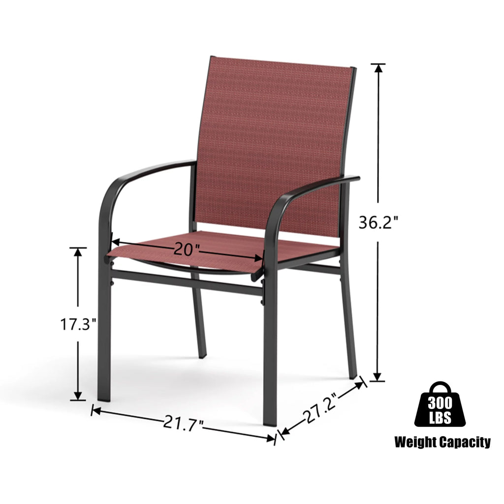 5-Piece Outdoor Patio Dining Set with Textilene Chairs & Wood Grain Table O403537