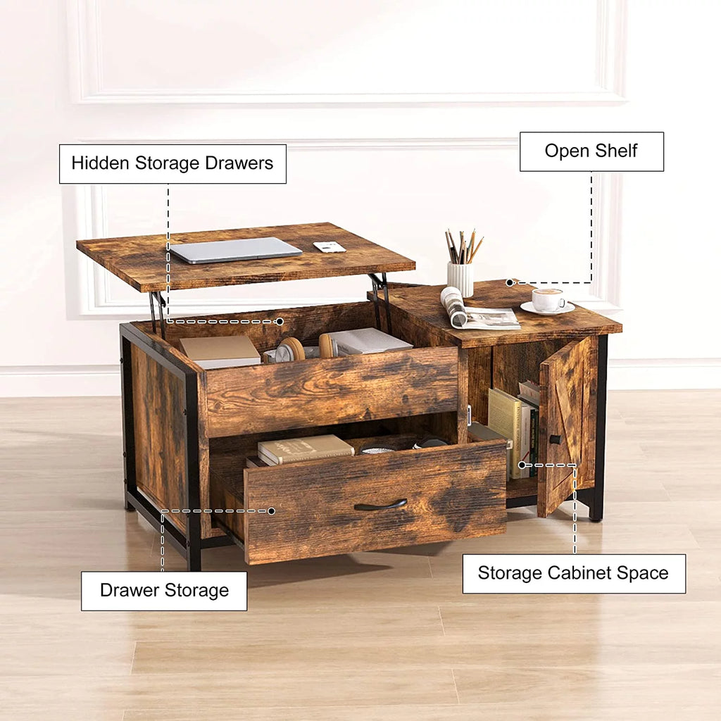 41.7" Lift Top Coffee Table with Storage Drawer Y847
