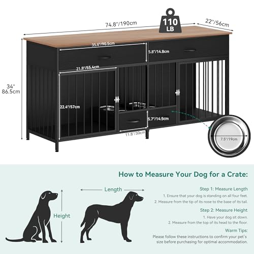 Brown Wooden Double Dog Crate TV Stand with Storage P9005