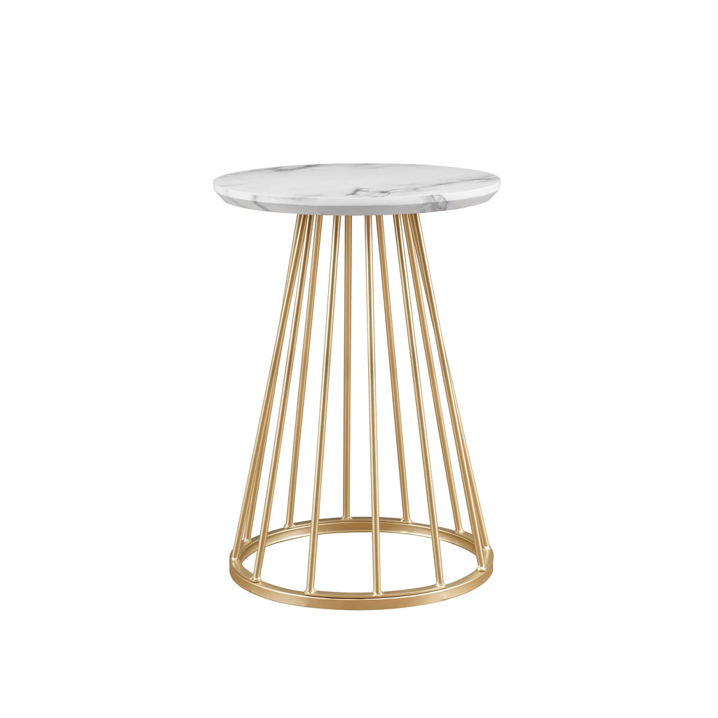 Modern 16" Accent Table with Metal Cage Base N1150