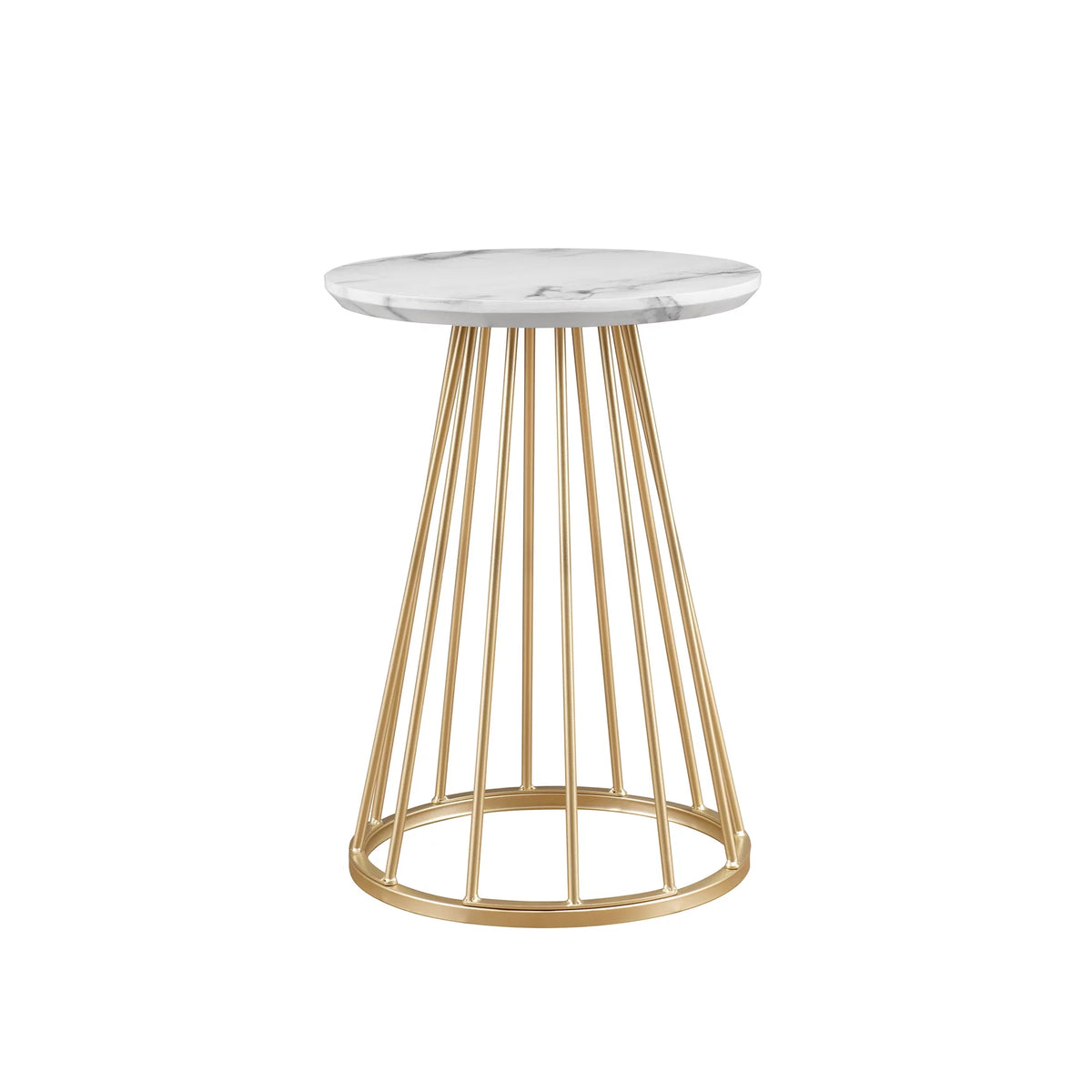 Modern 16" Accent Table with Metal Cage Base N1150