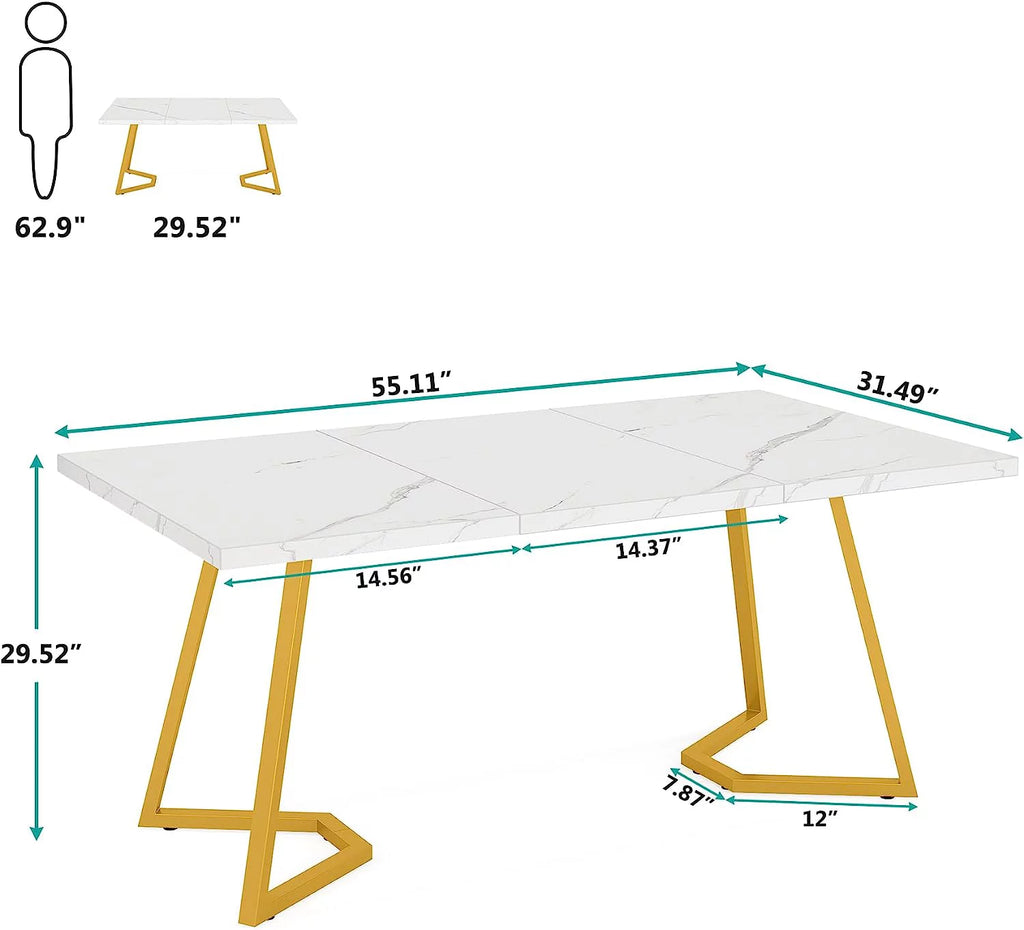 White Faux Marble Dining Table G5276