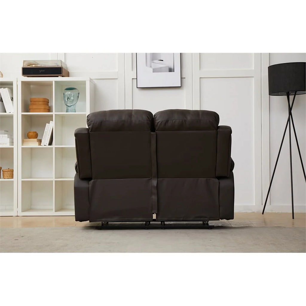Brown Faux Leather Loveseat X32434