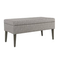 Gray Chevron Patterned Fabric Upholstered Wooden Bench with Lift Top Storage U5652