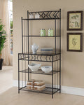 5 Tier Black Metal & Wood Kitchen Storage Rack D6030