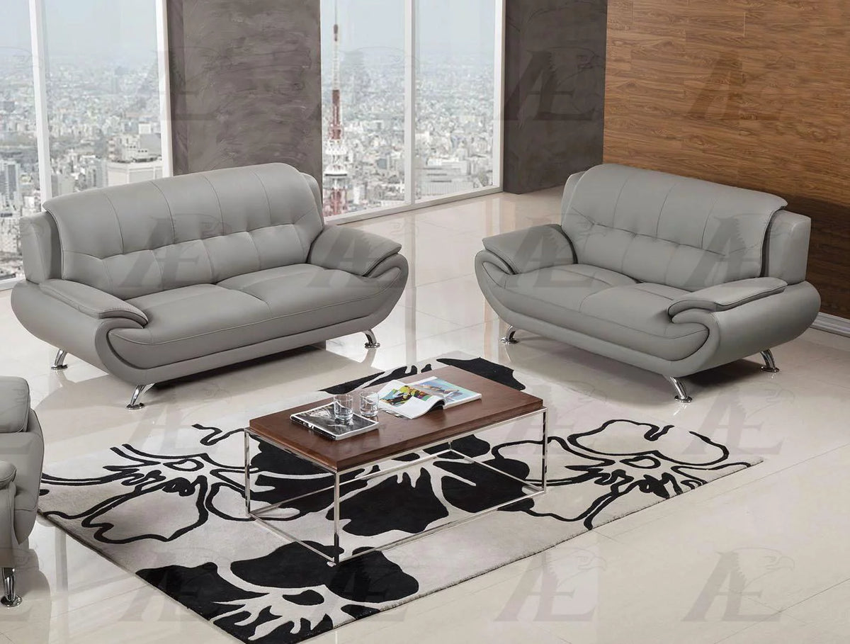 Gray Faux Leather Sofa and Loveseat Set 2Pcs N70484