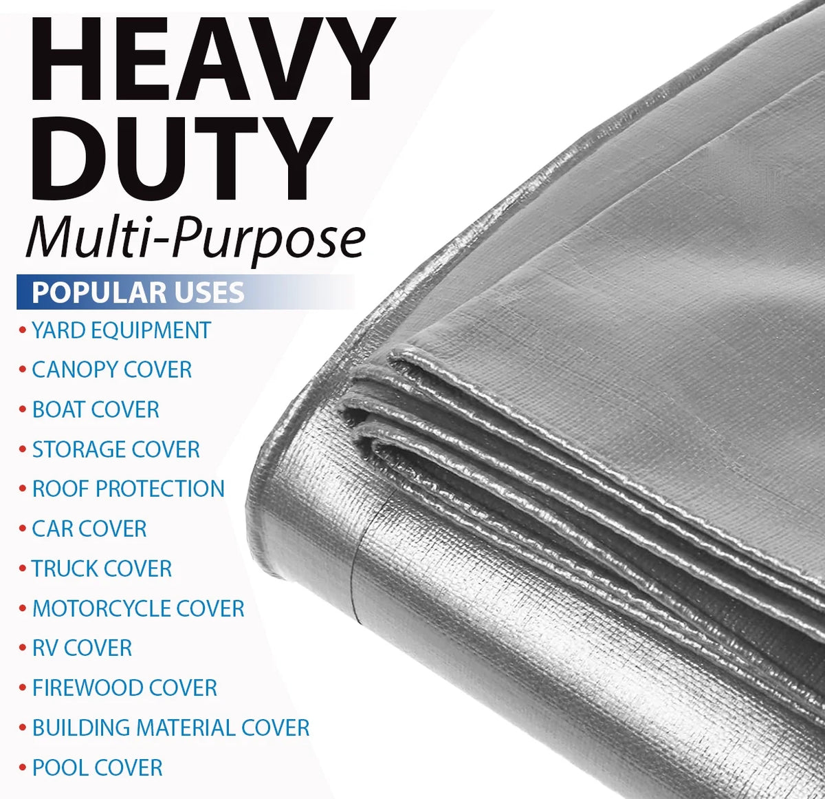Heavy Duty Polyethylene Tarp, 18' x 24', 6 oz., Silver D58097