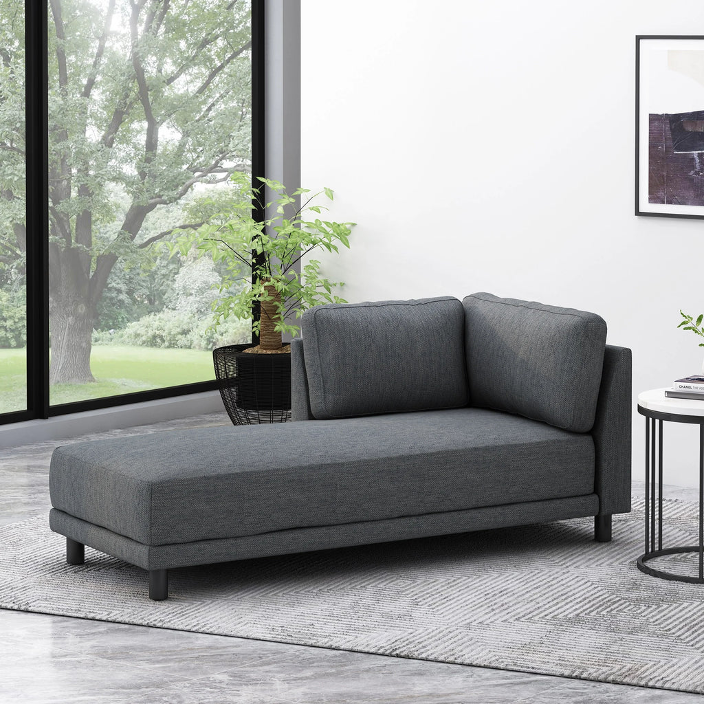 Navy Blue + Black Fabric Chaise Lounge S232903