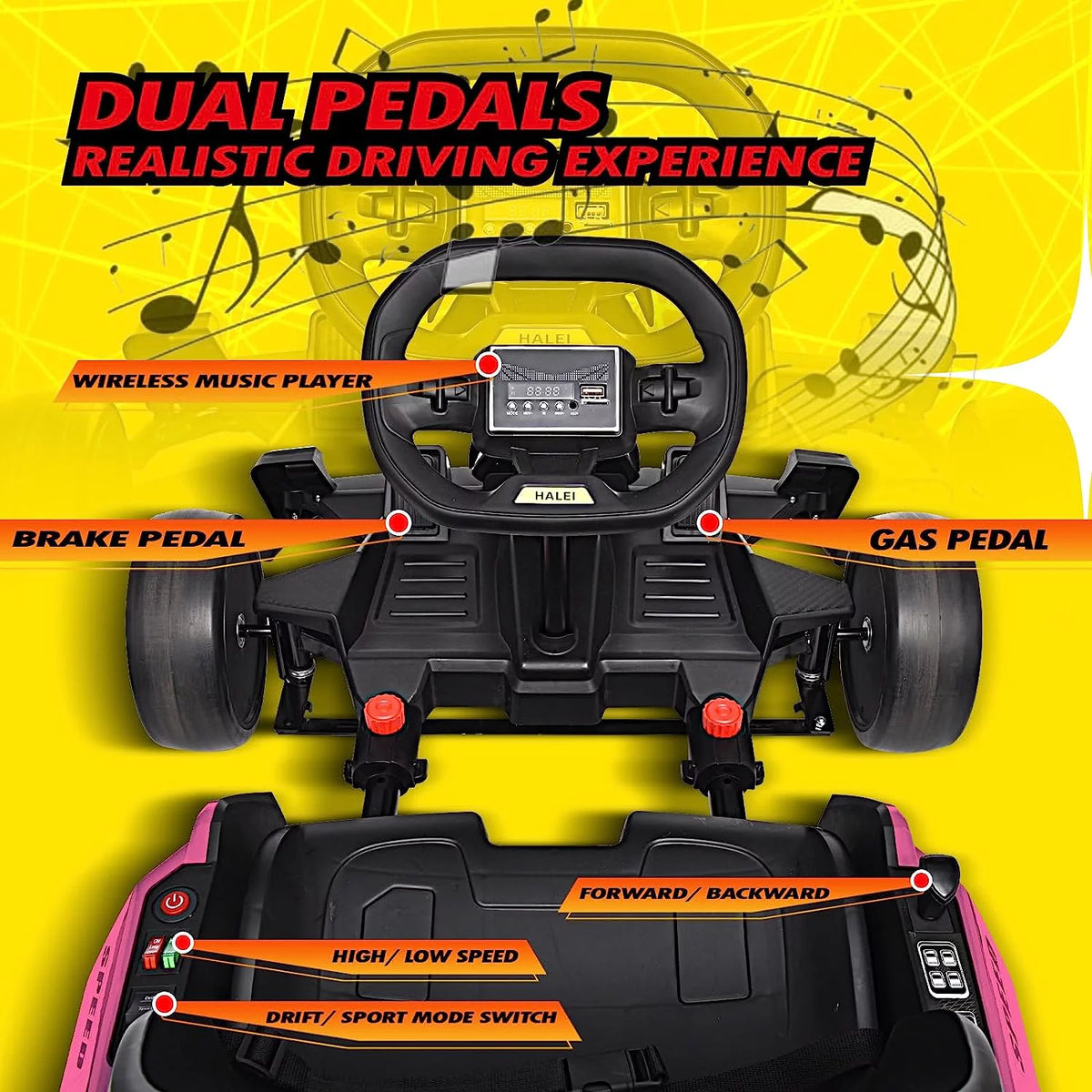24 V 300W Electric Pedal Go Kart with Drift Mode, Pink A9815