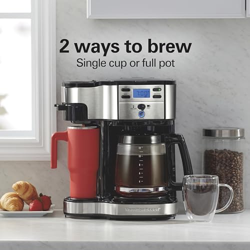 2-Way 12 Cup Programmable Drip Coffee Maker & Single Serve Machine, Glass Carafe, Black H54401