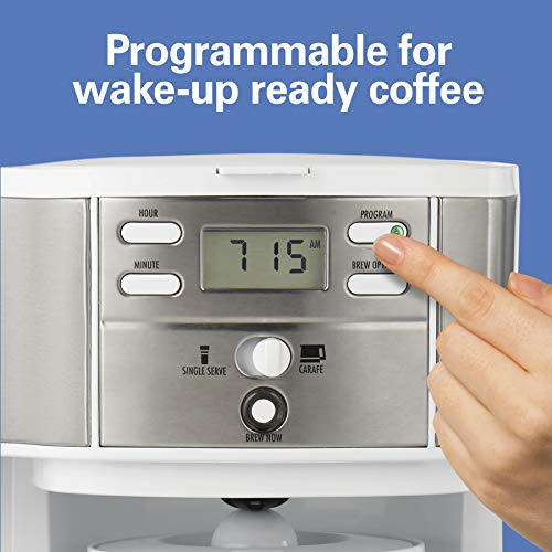 2-Way 12 Cup Programmable Drip Coffee Maker & Single Serve Machine, Glass Carafe, Black H54401