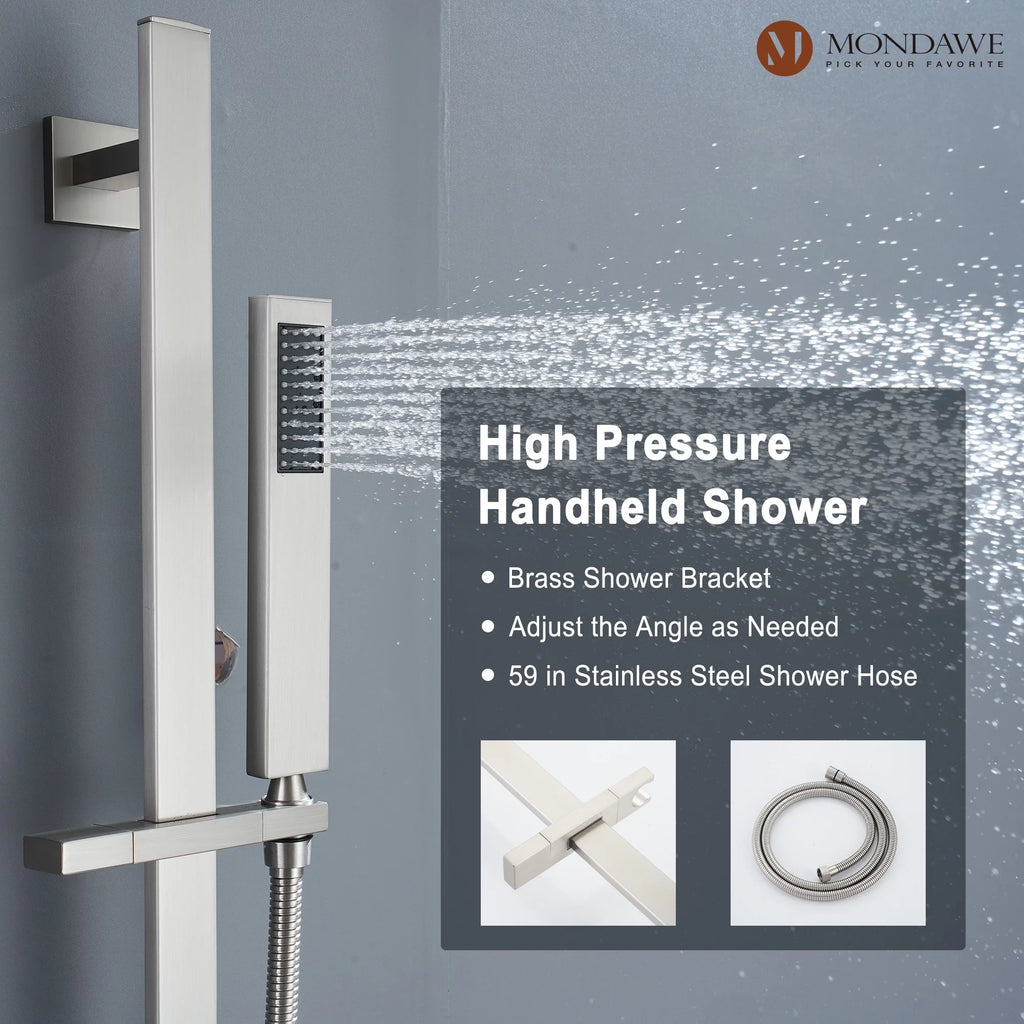 16 Inch Thermostatic Rain Shower System with 6 Body Spray B393227