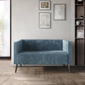 Light Blue Pleated Velvet Upholstered Loveseat Q3167