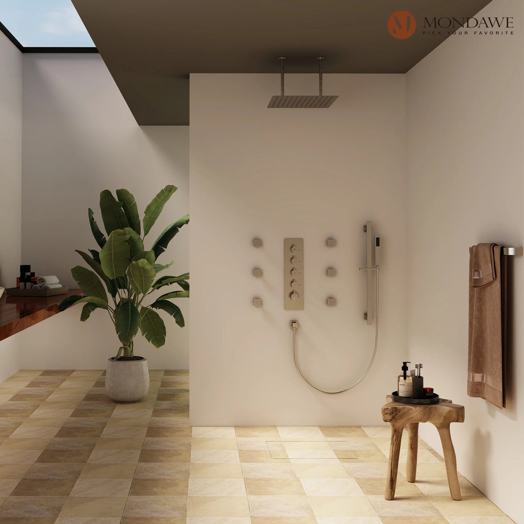 16 Inch Thermostatic Rain Shower System with 6 Body Spray B393227