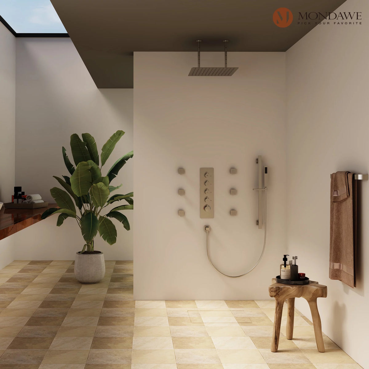 16 Inch Thermostatic Rain Shower System with 6 Body Spray B393227
