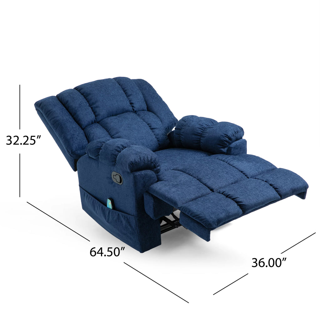 Navy Blue Fabric Tufted Recliner F2789