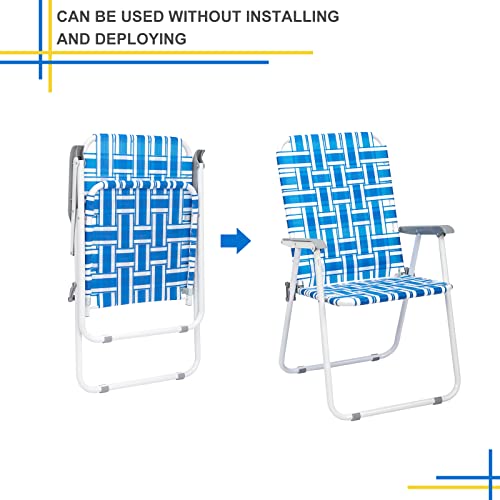 Set of 2 Yellow Webbed Folding Lawn Chair T3764