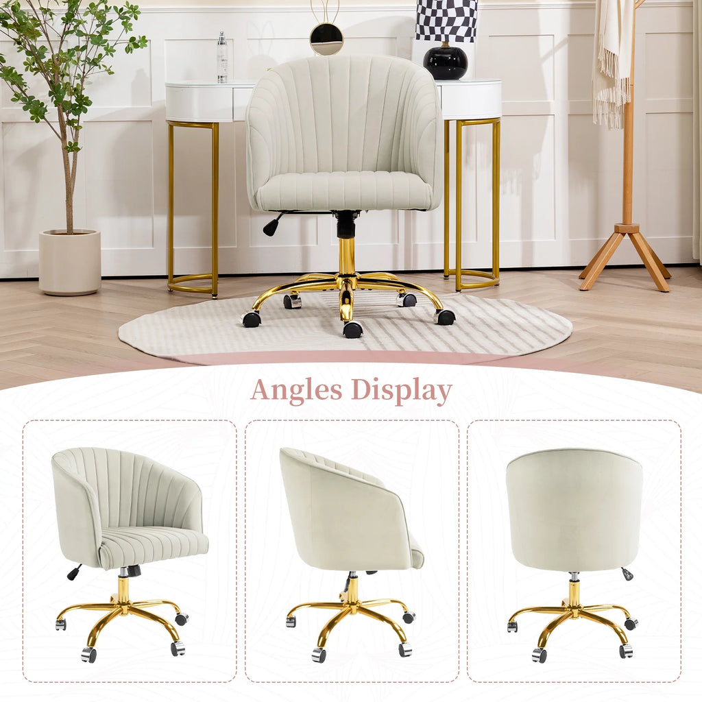 Velvet Swivel Office Chair with Wheels H717383