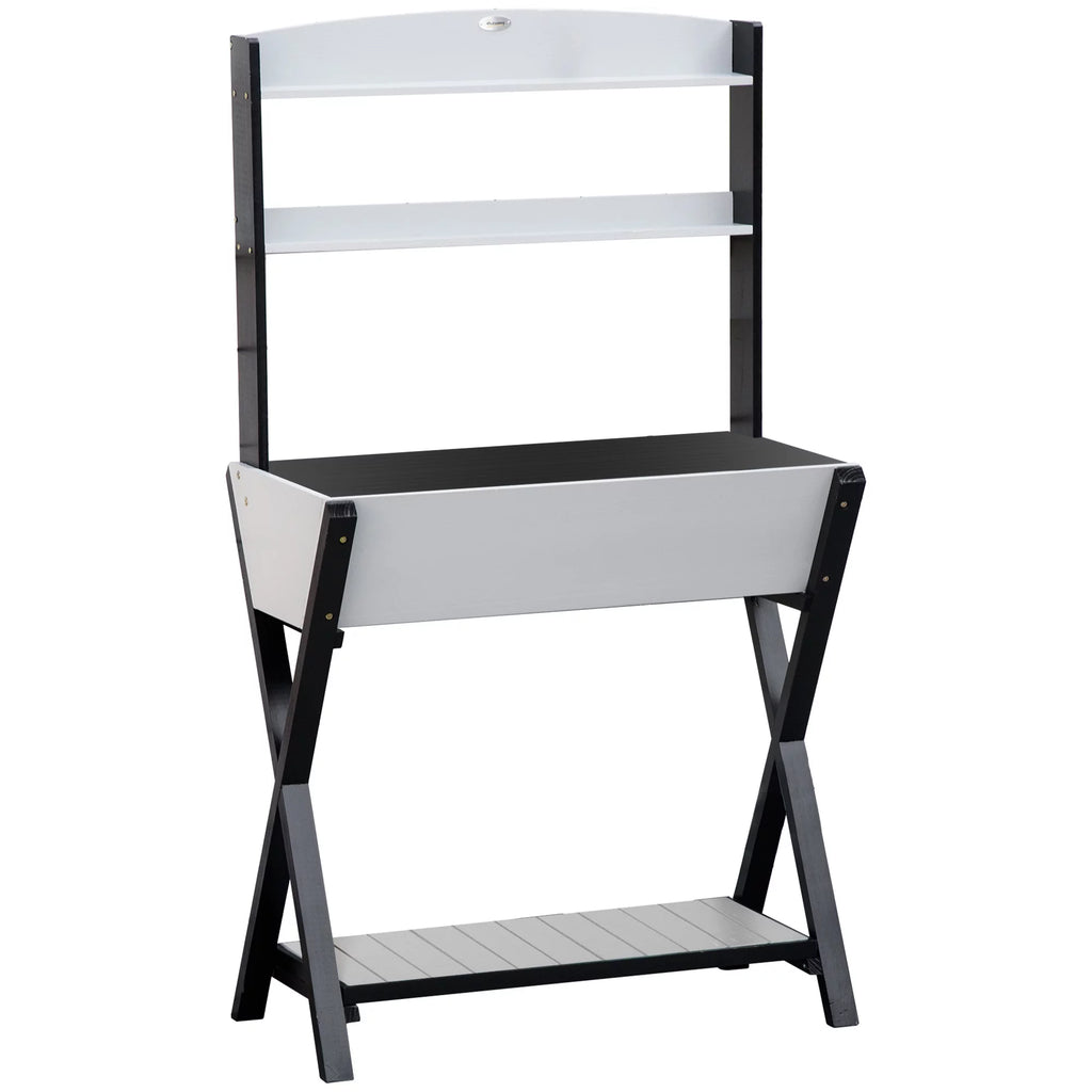 Wood Potting Bench Table with Storage Box N50437