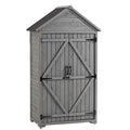 Outdoor Wood Storage Cabinet with Shelves and Latch Q38016