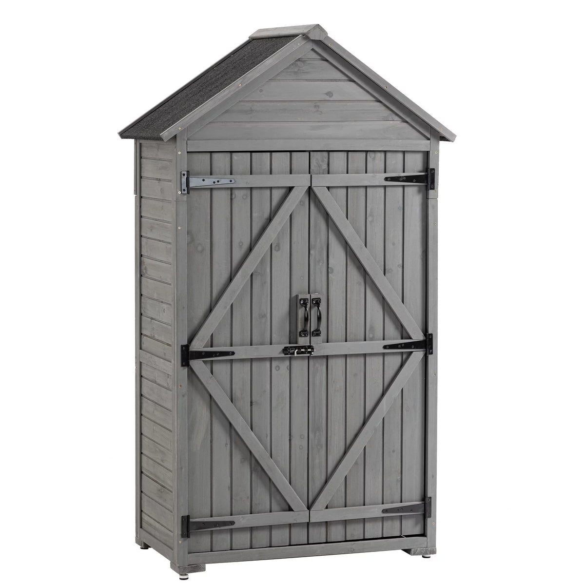 Outdoor Wood Storage Cabinet with Shelves and Latch Q38016