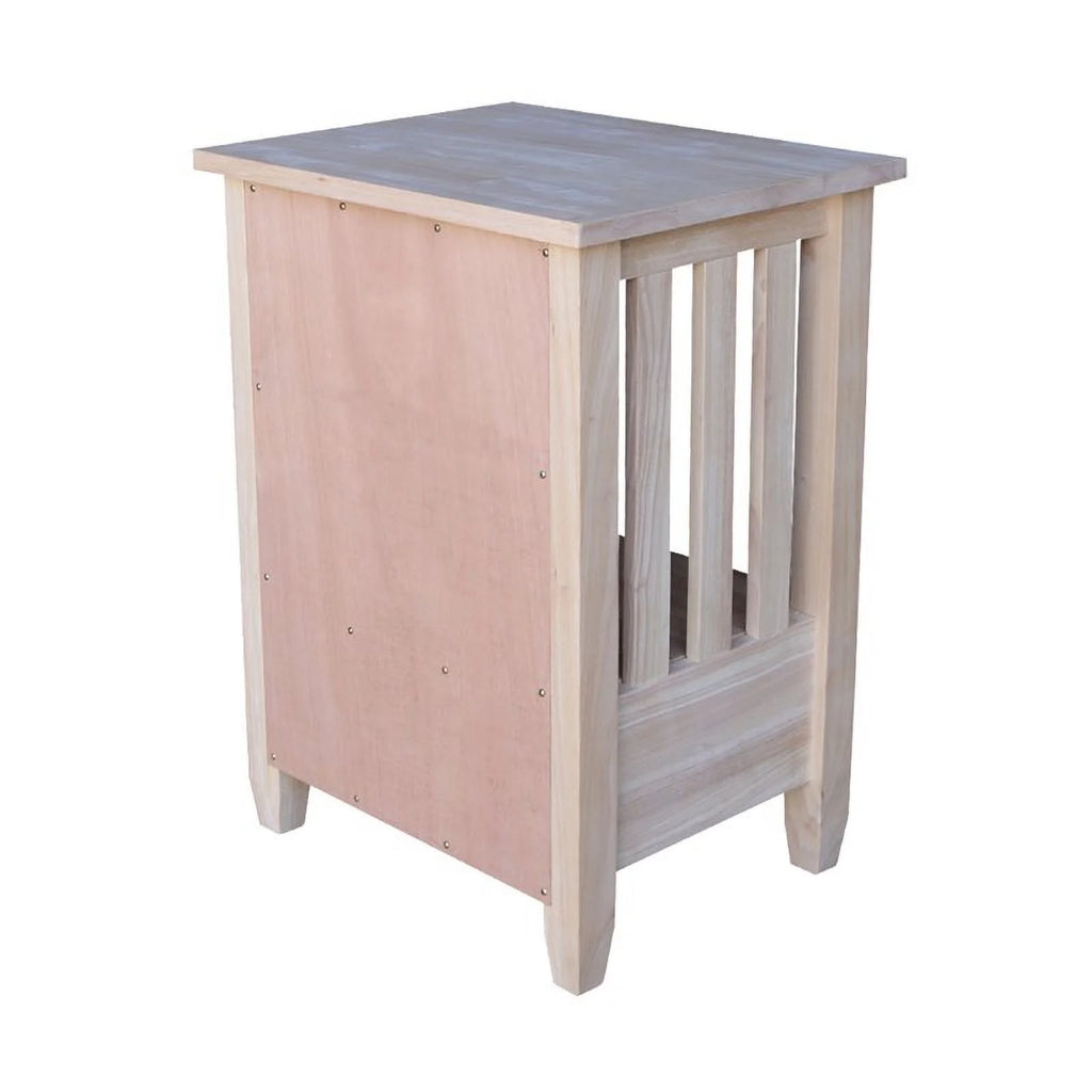 Solid Wood Unfinished End Table with Drawer D544162