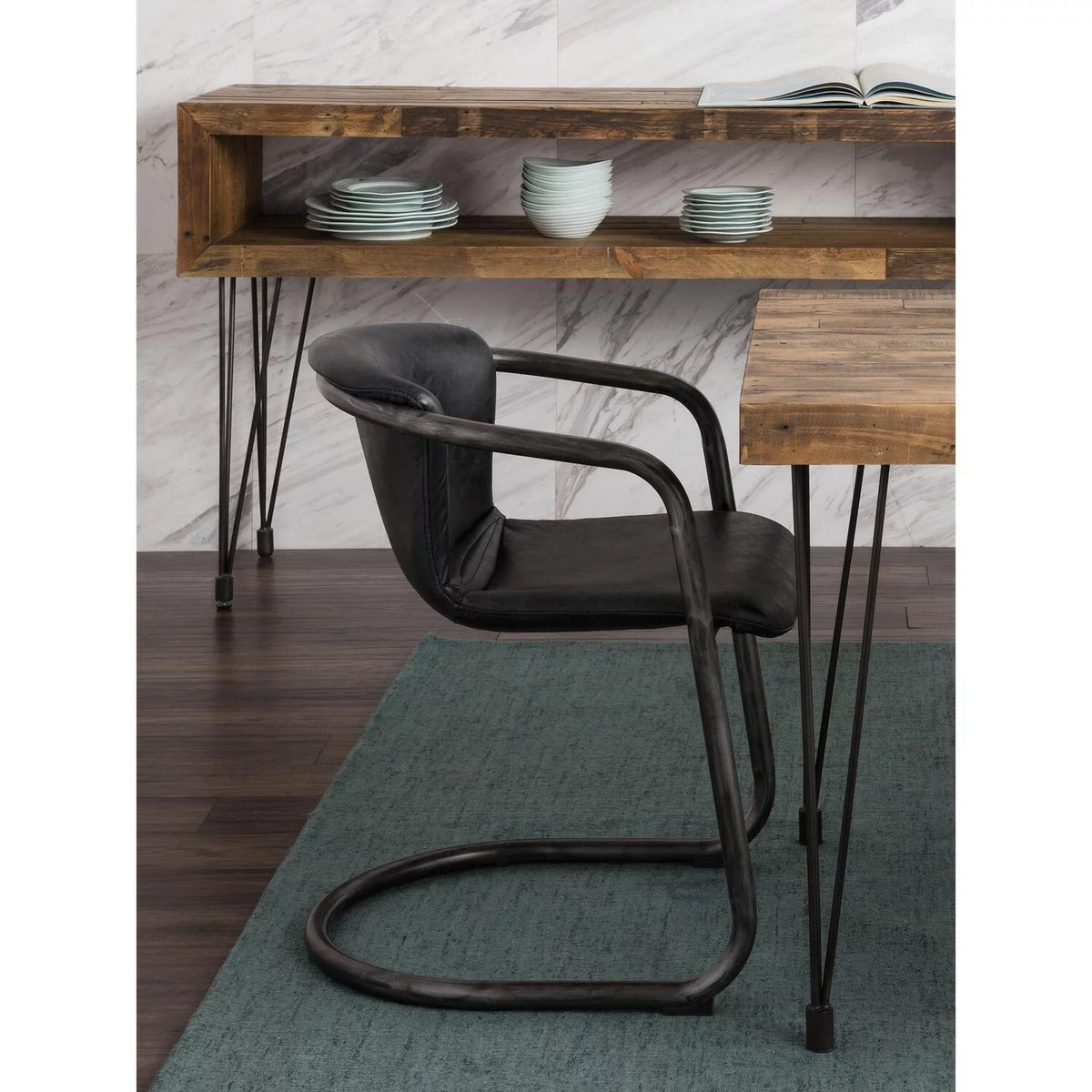 Onyx Black Leather Dining Chair Set Of Two S6510