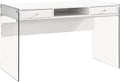 2-Drawer Wood Glass Writing Desk B26796