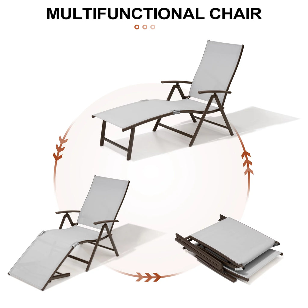 Light Gray Aluminum Outdoor Chaise Lounge H39034