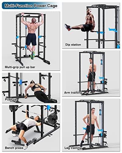 Power Cage with J-Hooks, Dip Handles, Landmine Attachment Q806