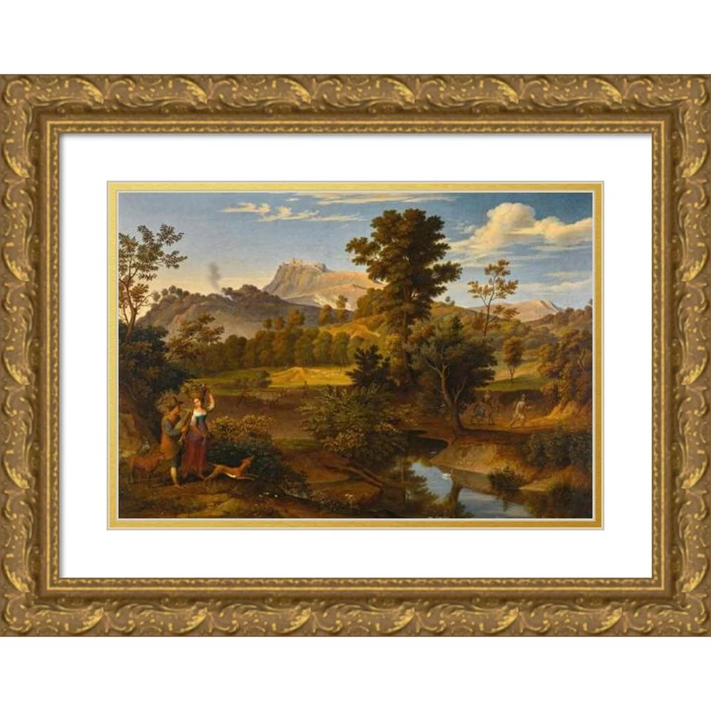 Gold Ornate Wood Frame Double Matted Art Print Y516977
