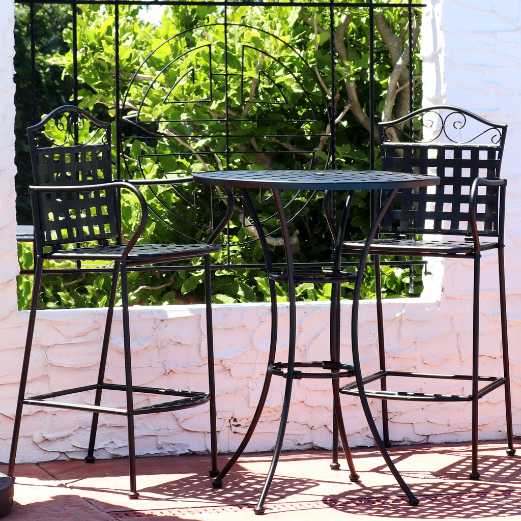 Black Wrought Iron Bar Chair and Table Set T703