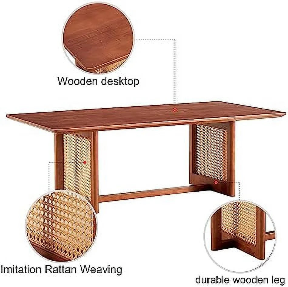 Rectangle Rustic Wood Coffee Table with Metal Legs P669227