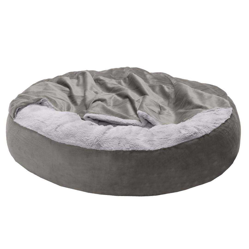 Velvet Faux Fur Hooded Donut Bed R347395