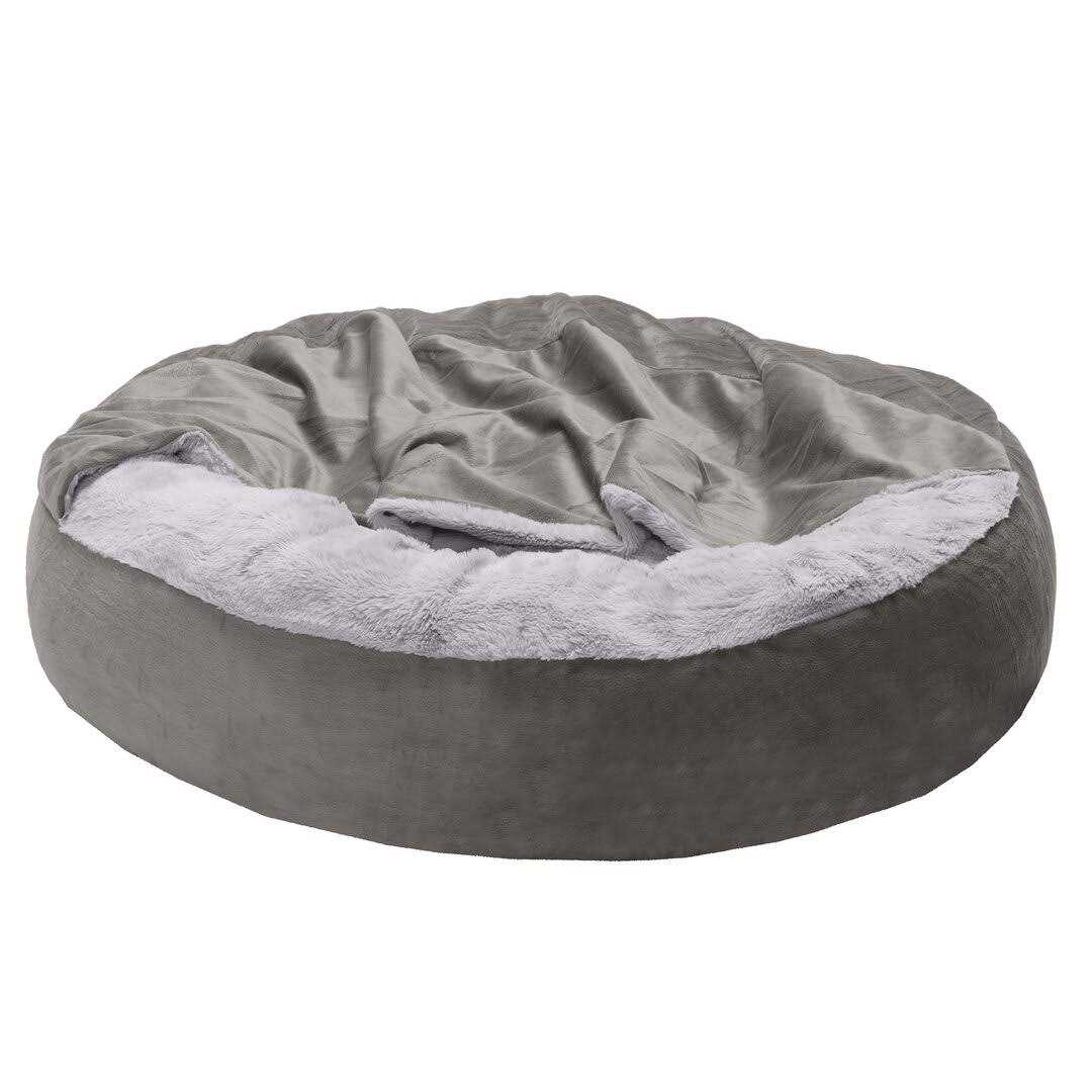 Velvet Faux Fur Hooded Donut Bed R347395