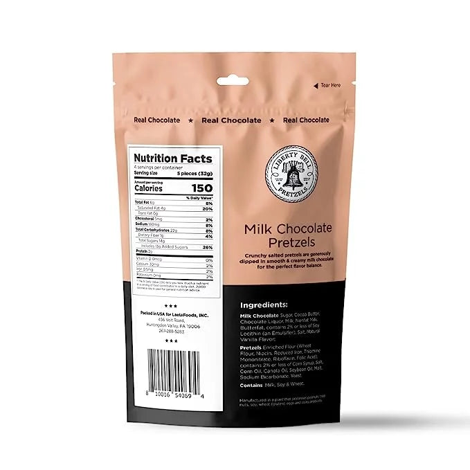 Real Milk Chocolate Covered Pretzels, 5-Ounce Bag, Pack of 6 D903663