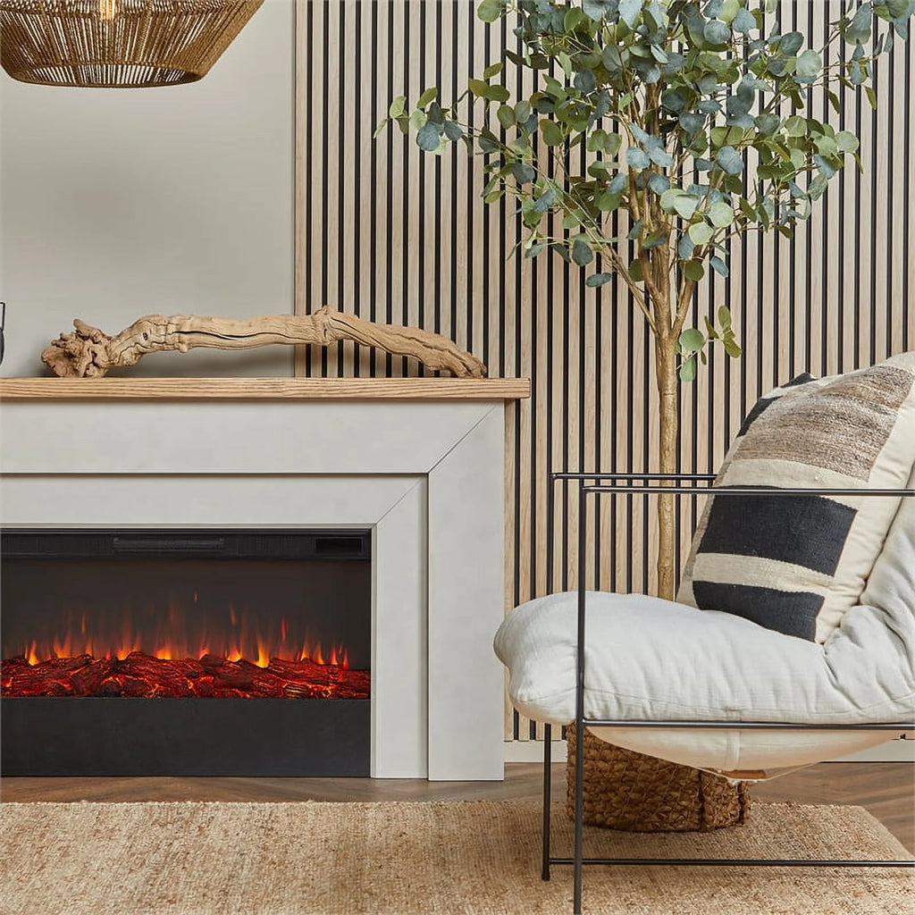 68" Wood Electric Fireplace in Venetian Gray K1643