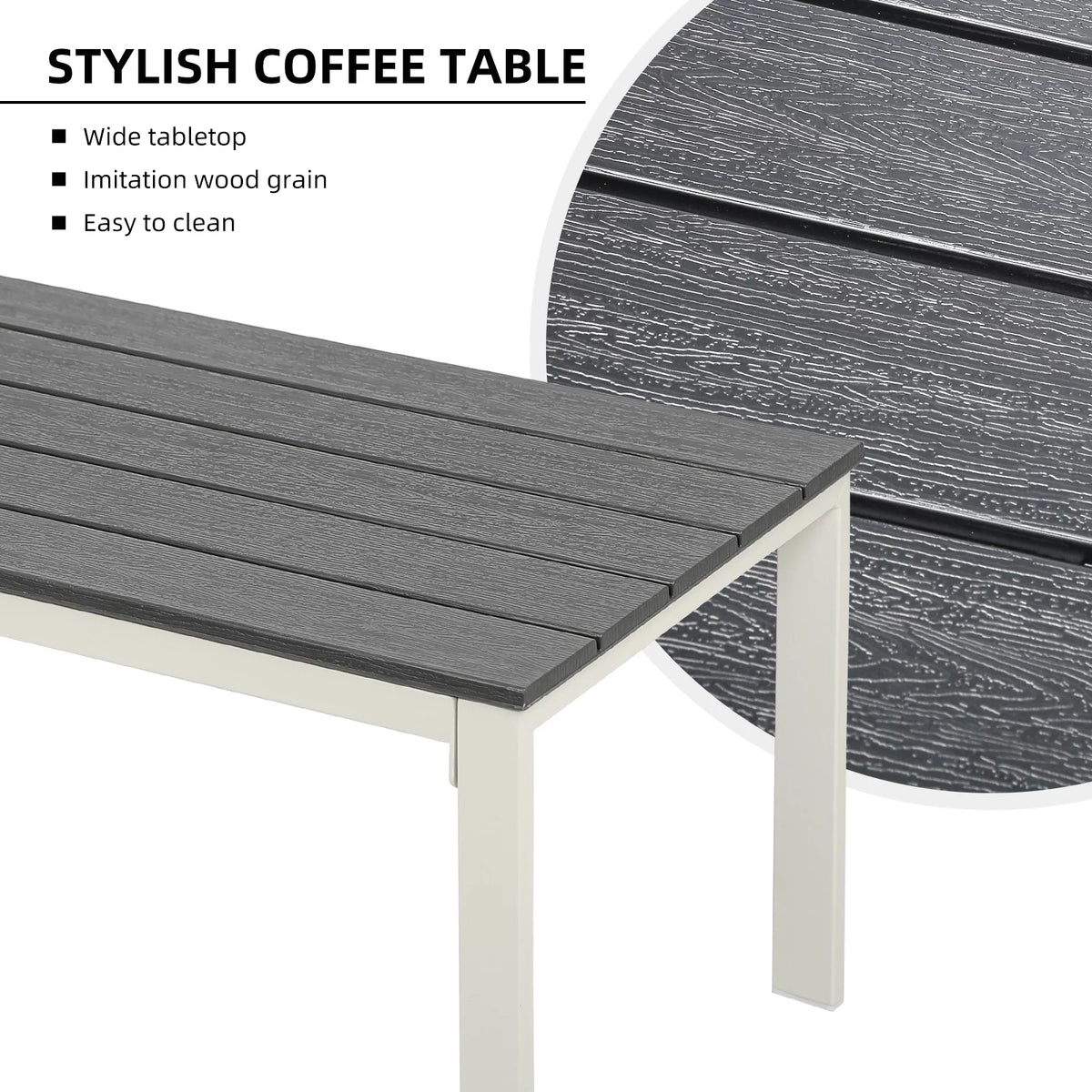 4 Pieces Patio Conversation Set with Cushions Coffee Table White B43151