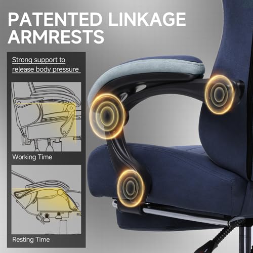 Fabric Gaming Chair with Footrest S781