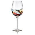 Stemmed Wine Glass with Colored Mosaic Design 28 oz M463