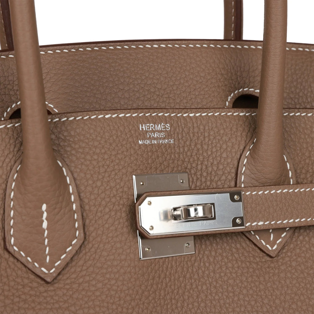 Etoupe Togo Palladium Hardware Handbag F4029