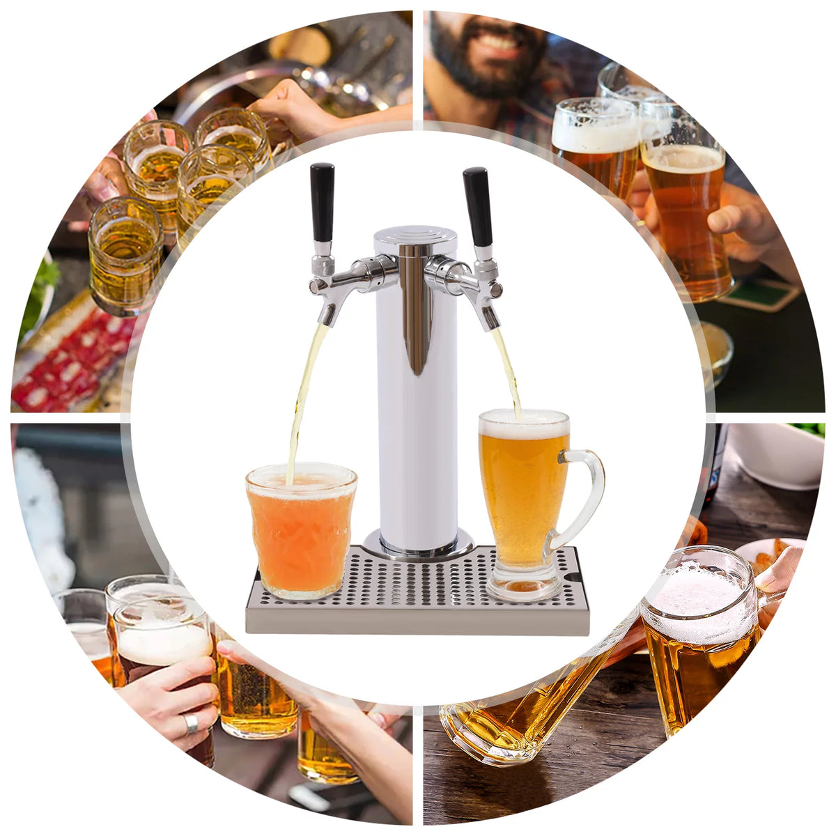 Stainless Steel Double Tap Beer Conversion Kit with Dual Gauge Regulator S865