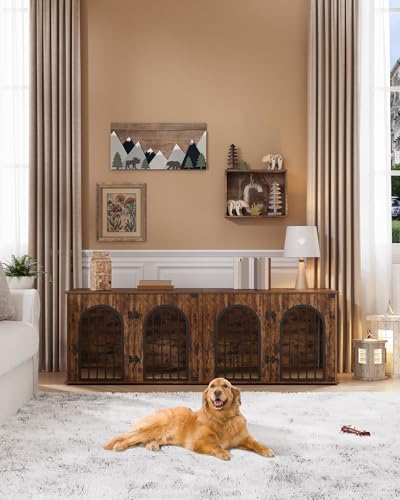 71" Wooden Dog Crate Furniture with Divider G15693